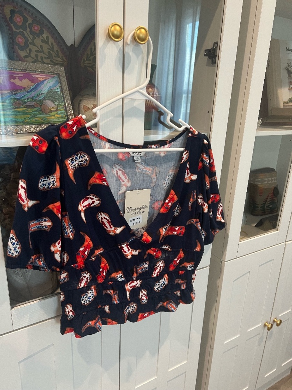 Wranger's Retro Crop Blouse, Size Medium